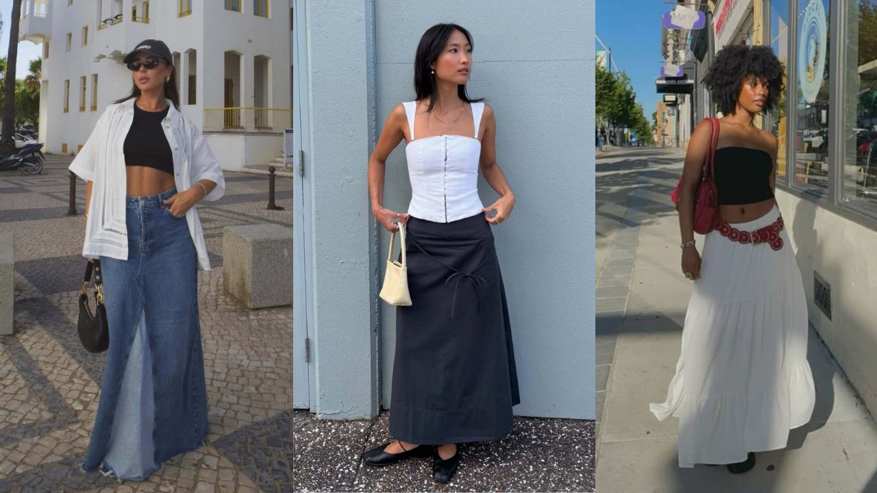 Aposte em saia longa para looks versáteis e estilosos.