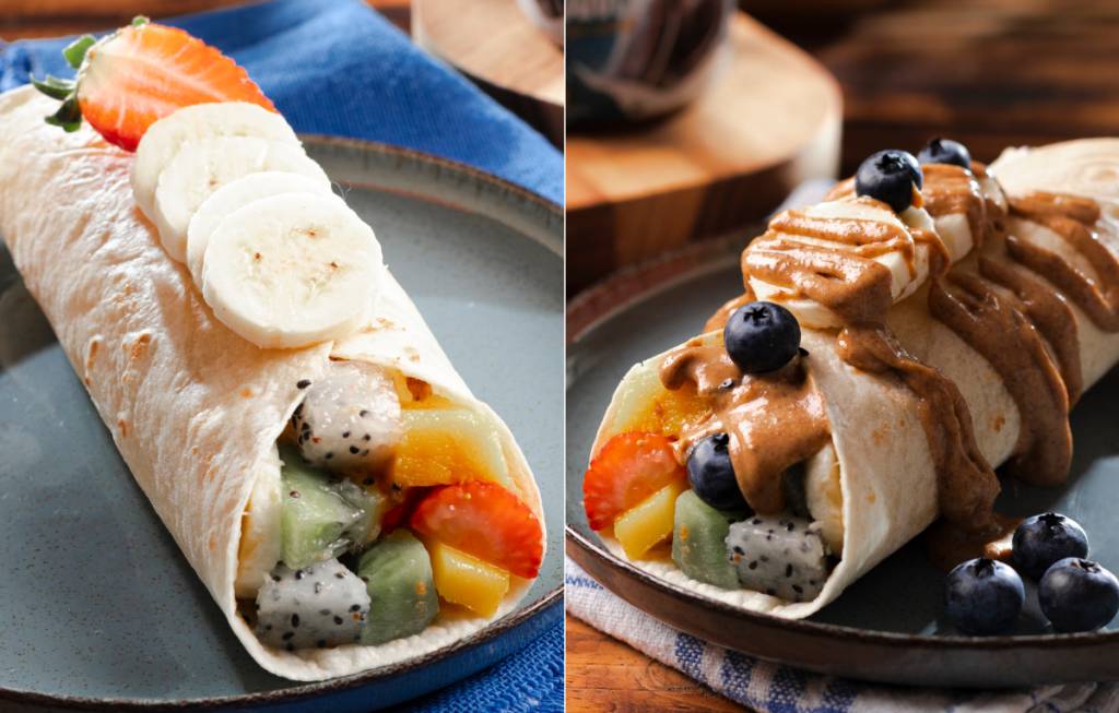 receitas-faceis-jantar-dia-dos-namorados-wrap-de-frutas Wrap de frutas com pasta de amendoim é sobremesa saudável pós-jantar do Dia dos Namorados