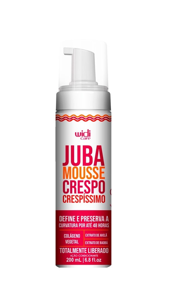 Imagem branca e vermelha de mousse capilar da Widi Care