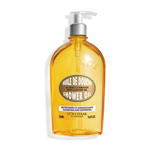 Embalagem de sabonete em óleo da L'Occitane En Provence. Ela é amarela com detalhes em marrom