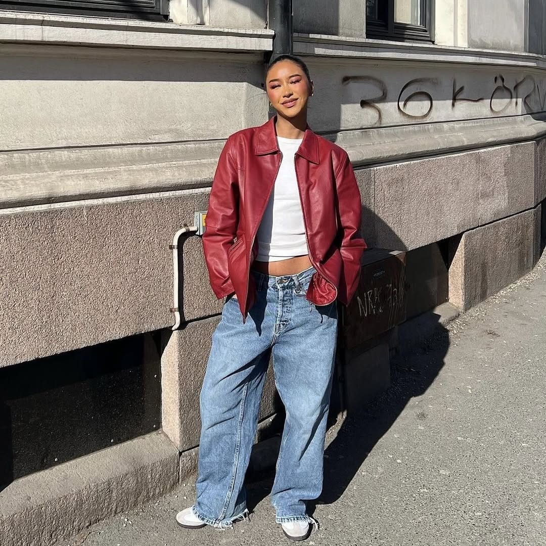 Look estiloso com jaqueta de couro