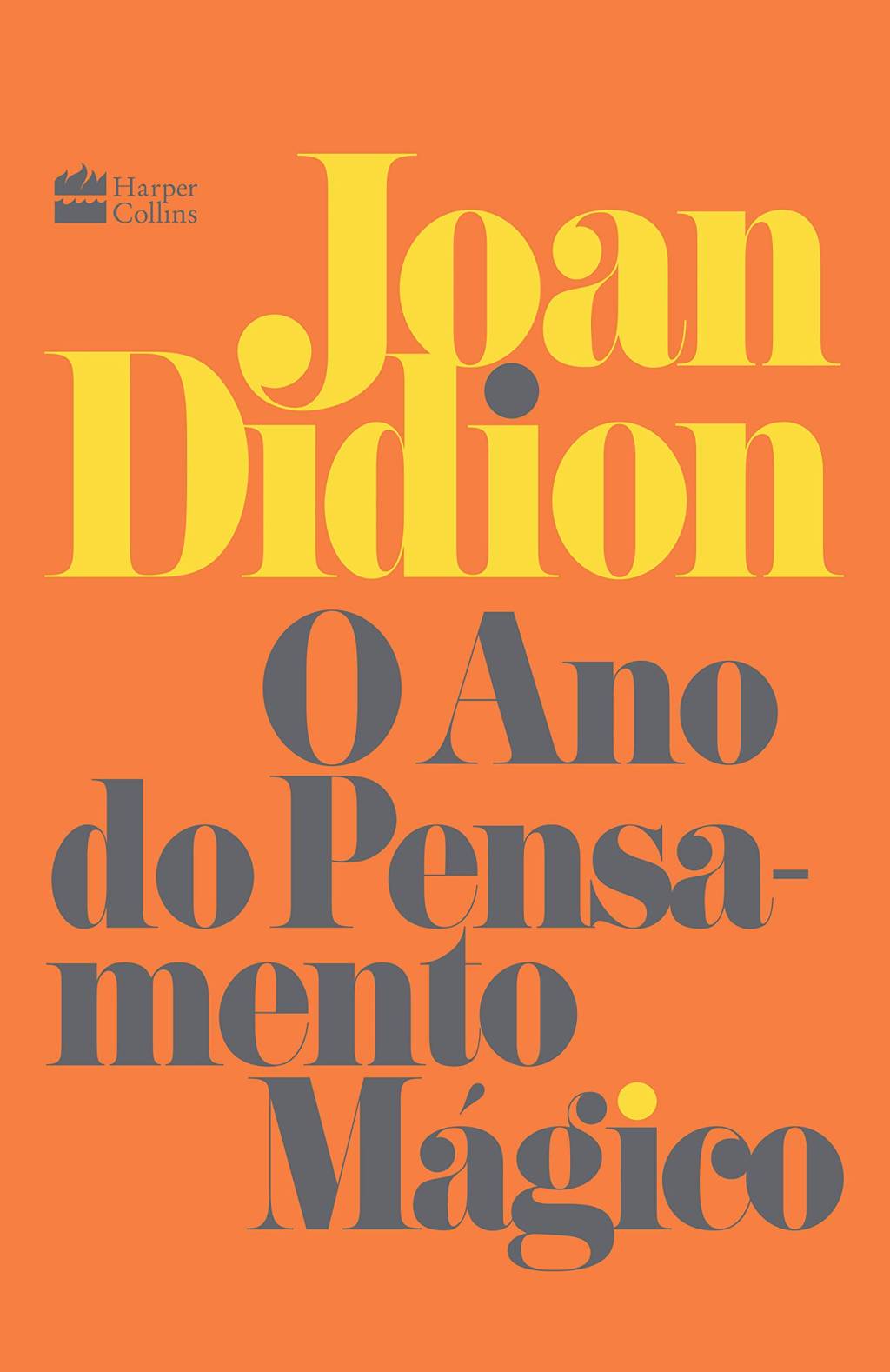 Capa do livro "O ano do pensamento mágico", lido por Celina em Vale Tudo. Ela é laranja com letras amarela