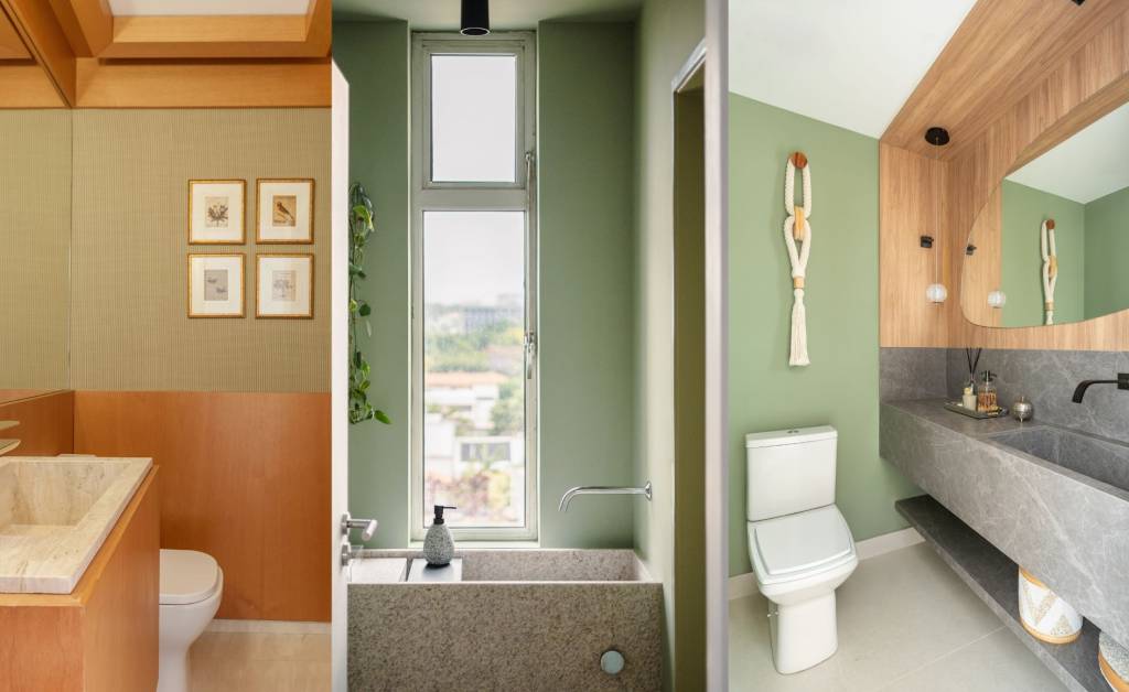Lavabos verdes estão em alta! Veja 7 projetos para se inspirar