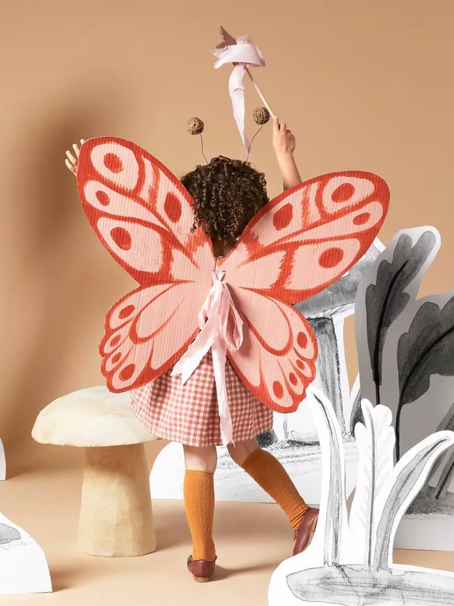 Fantasia infantil de borboleta com asas coloridas