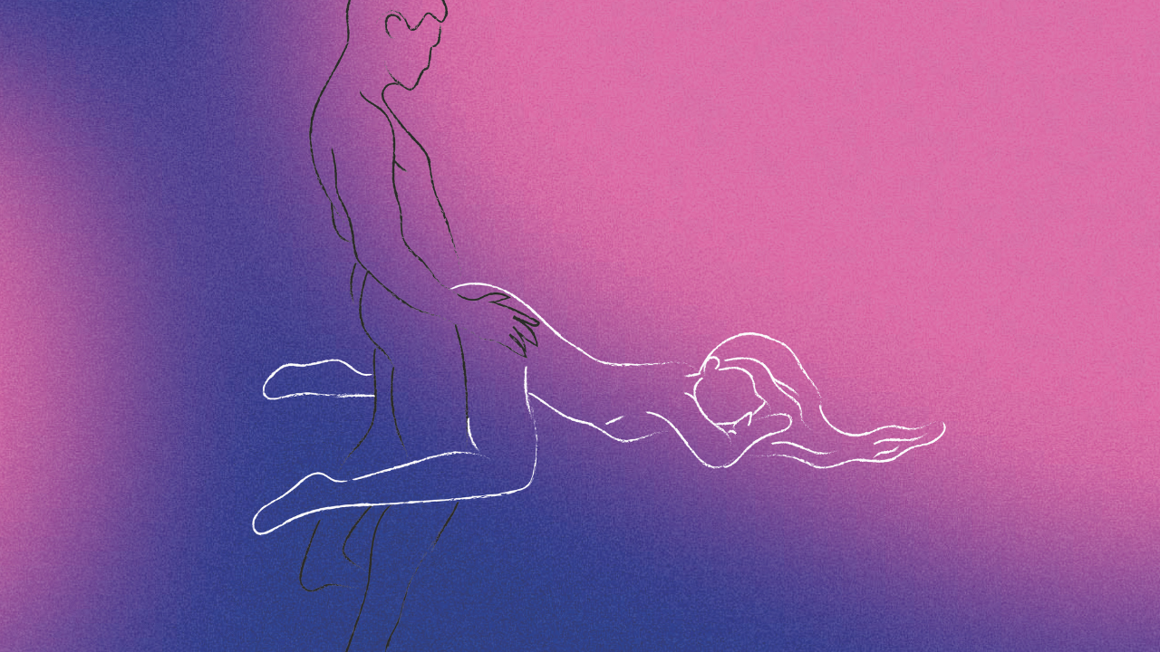 Ilustração de um casal fazendo penetração profunda