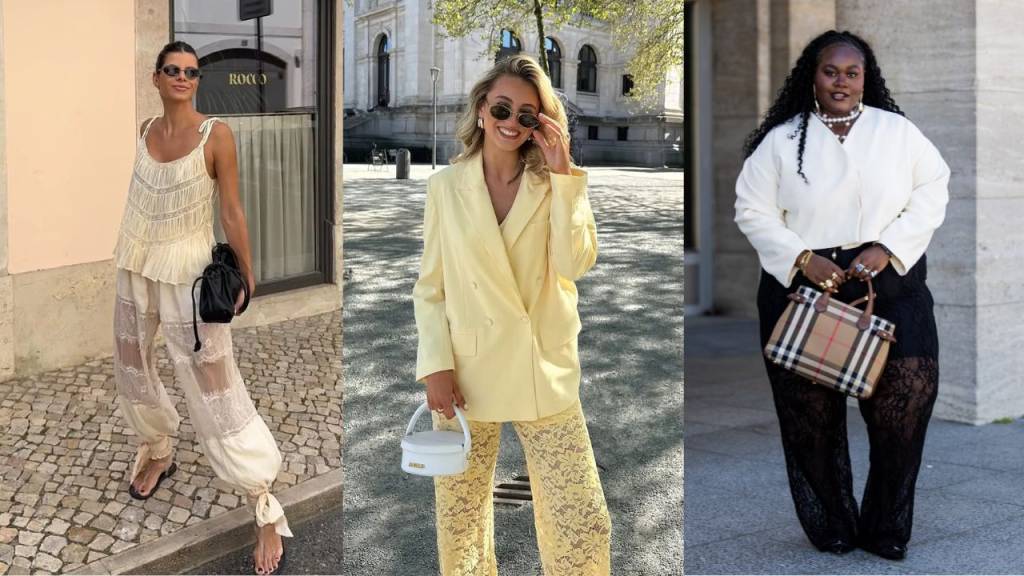 6 looks com calça de renda surpreendentes e nada óbvios