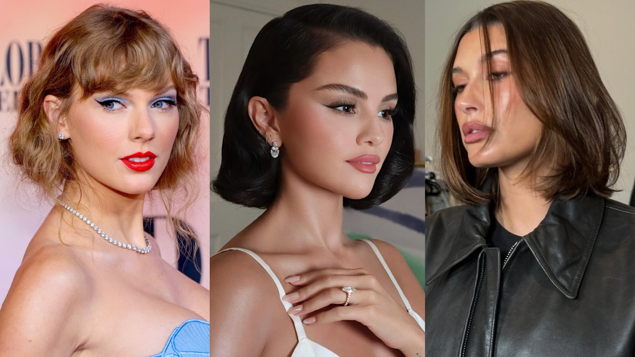 Três mulheres usando diferentes estilos de corte bob