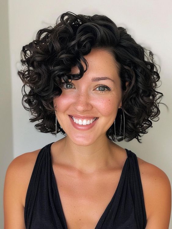 Foto de uma mulher usando um corte de cabelo curto com franj&atilde;o