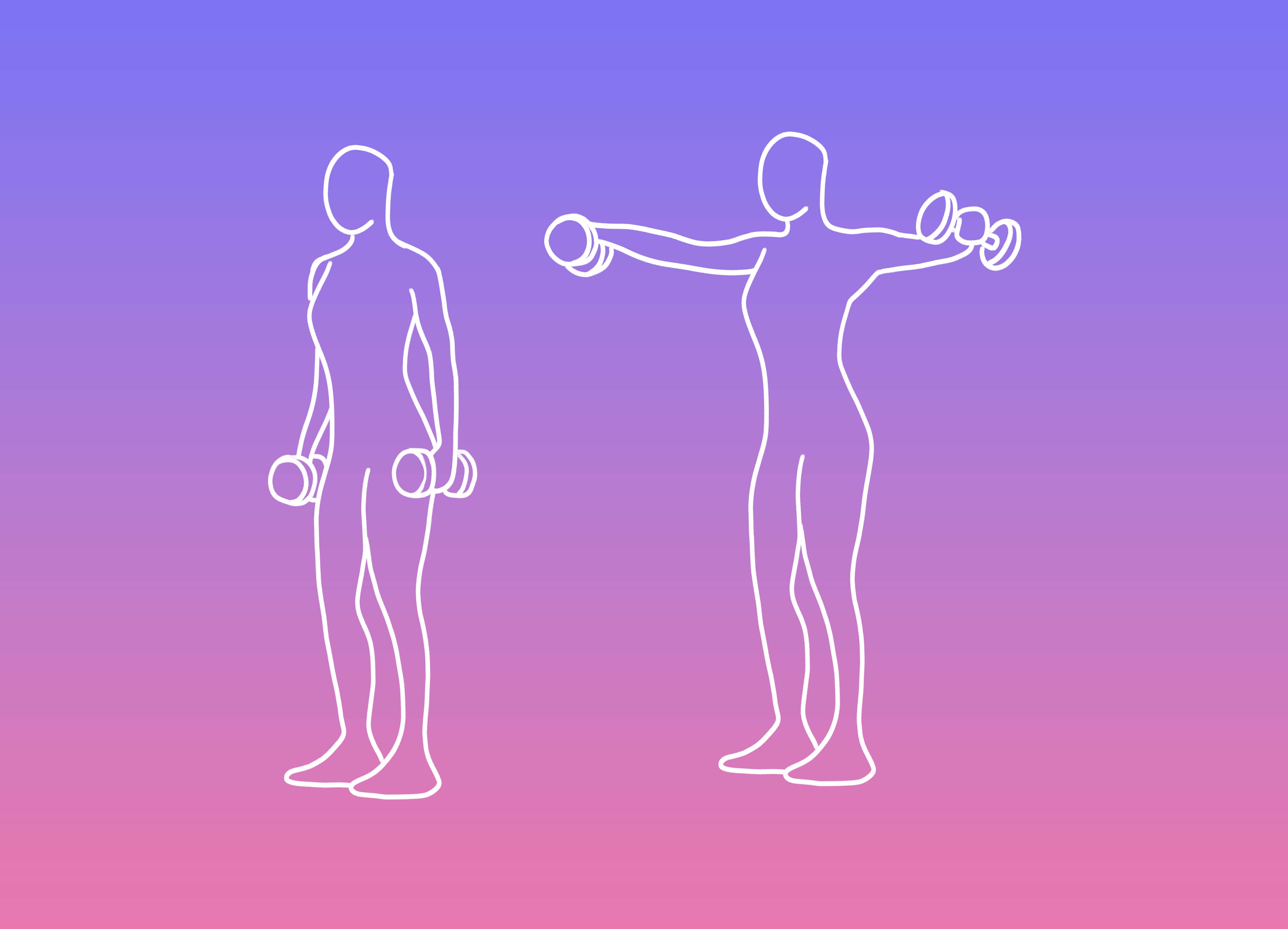 Ilustra&ccedil;&atilde;o de um humano fazendo eleva&ccedil;&atilde;o lateral