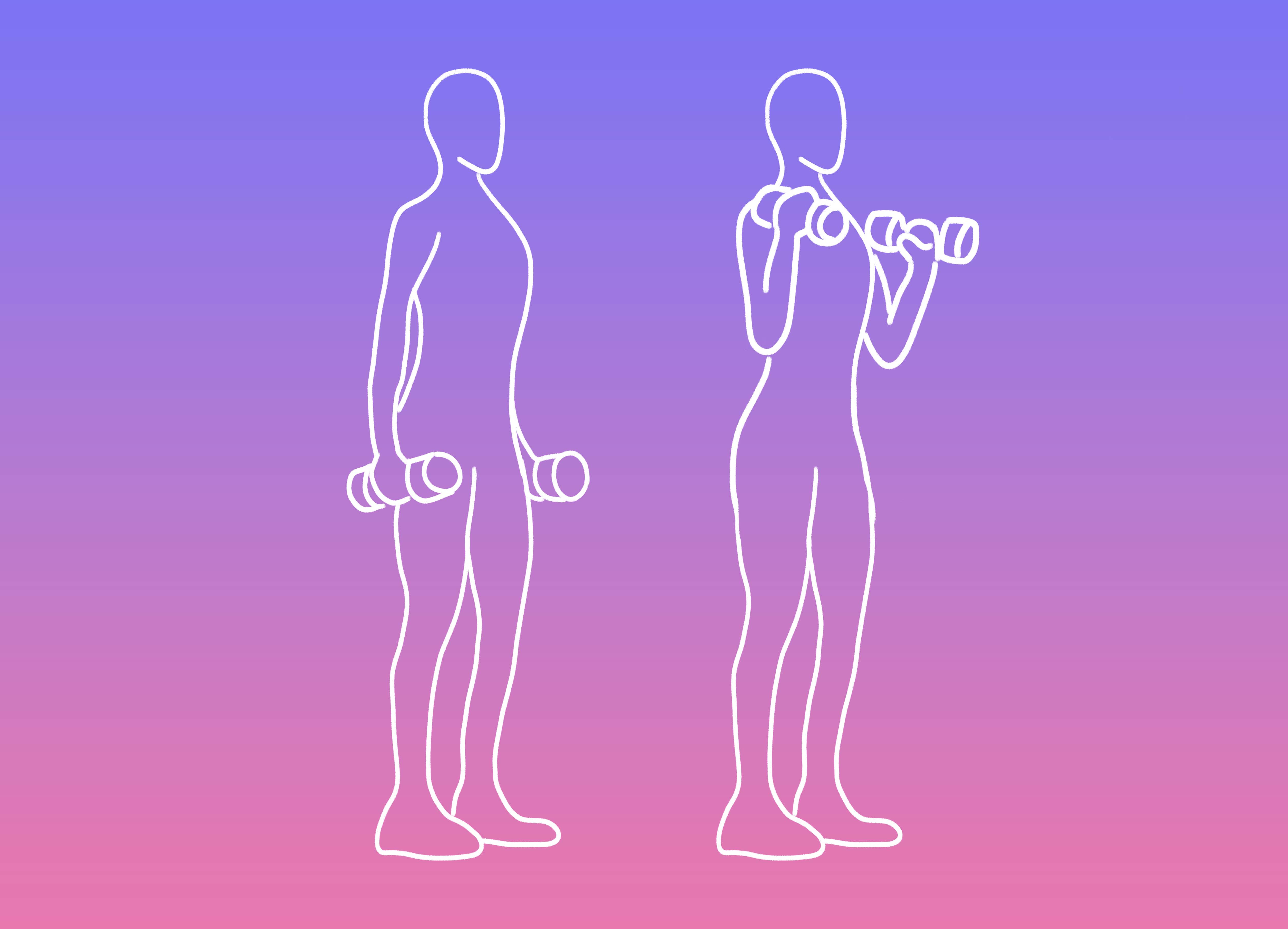 Ilustra&ccedil;&atilde;o de um humano fazendo rosca martelo