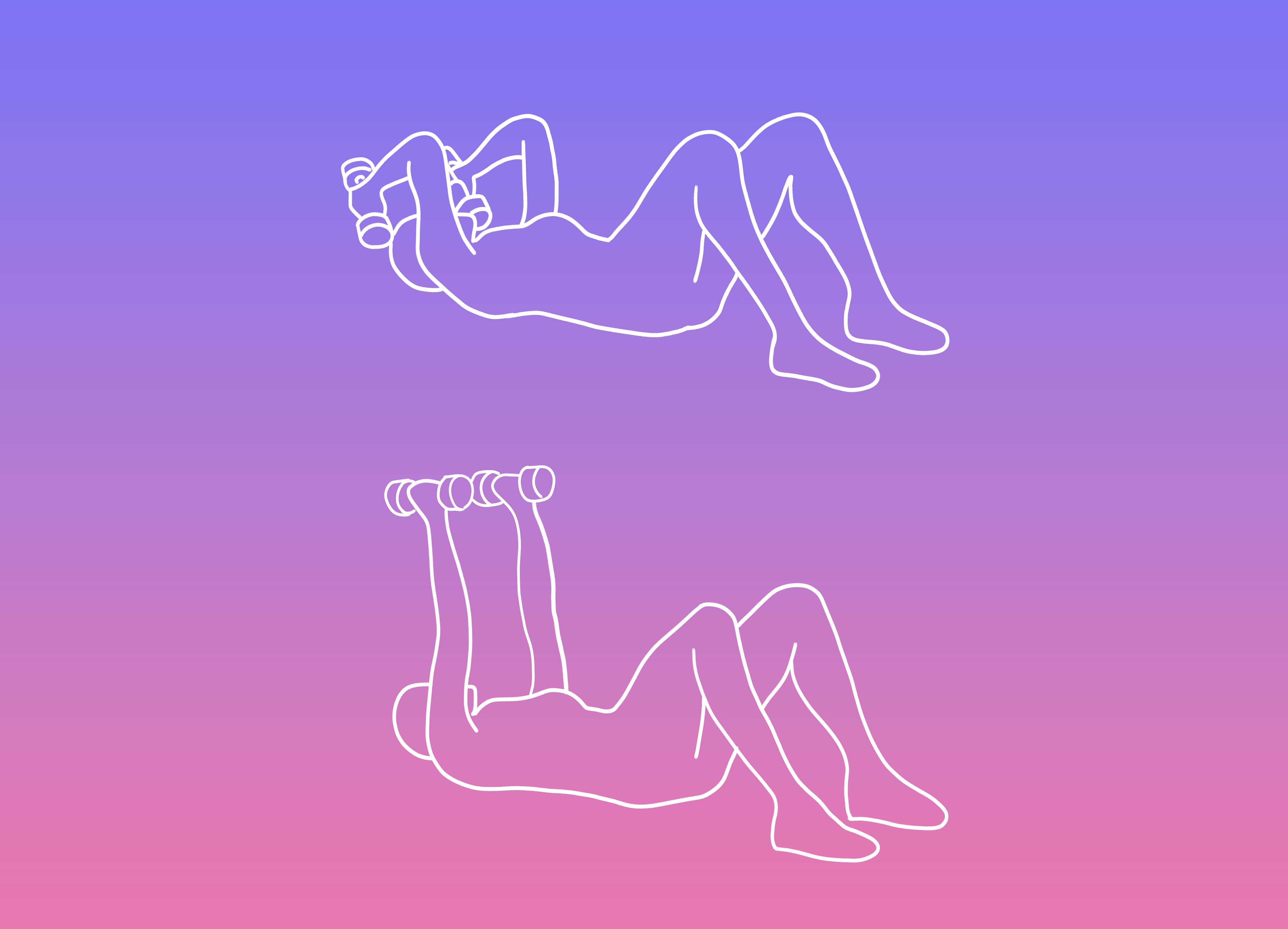 Ilustra&ccedil;&atilde;o de um humano fazendo tr&iacute;ceps halteres