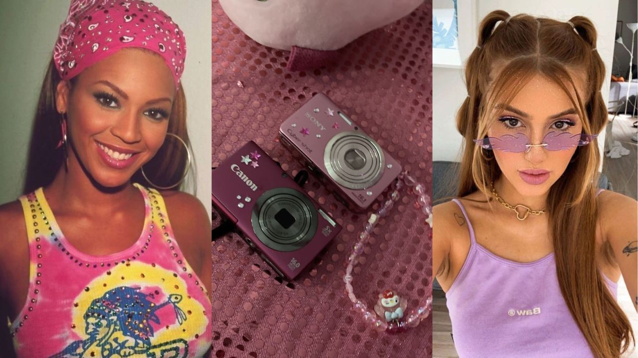 Elementos ic&ocirc;nicos da est&eacute;tica retr&ocirc; aparecem em destaque: maquiagem em embalagens divertidas, c&acirc;meras digitais coloridas e refer&ecirc;ncias visuais ligadas &agrave; cultura pop dos anos 2000, al&eacute;m de um visual inspirado no estilo da d&eacute;cada