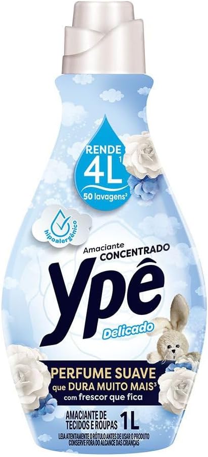 Garrafa pl&aacute;stica de amaciante azul e branca